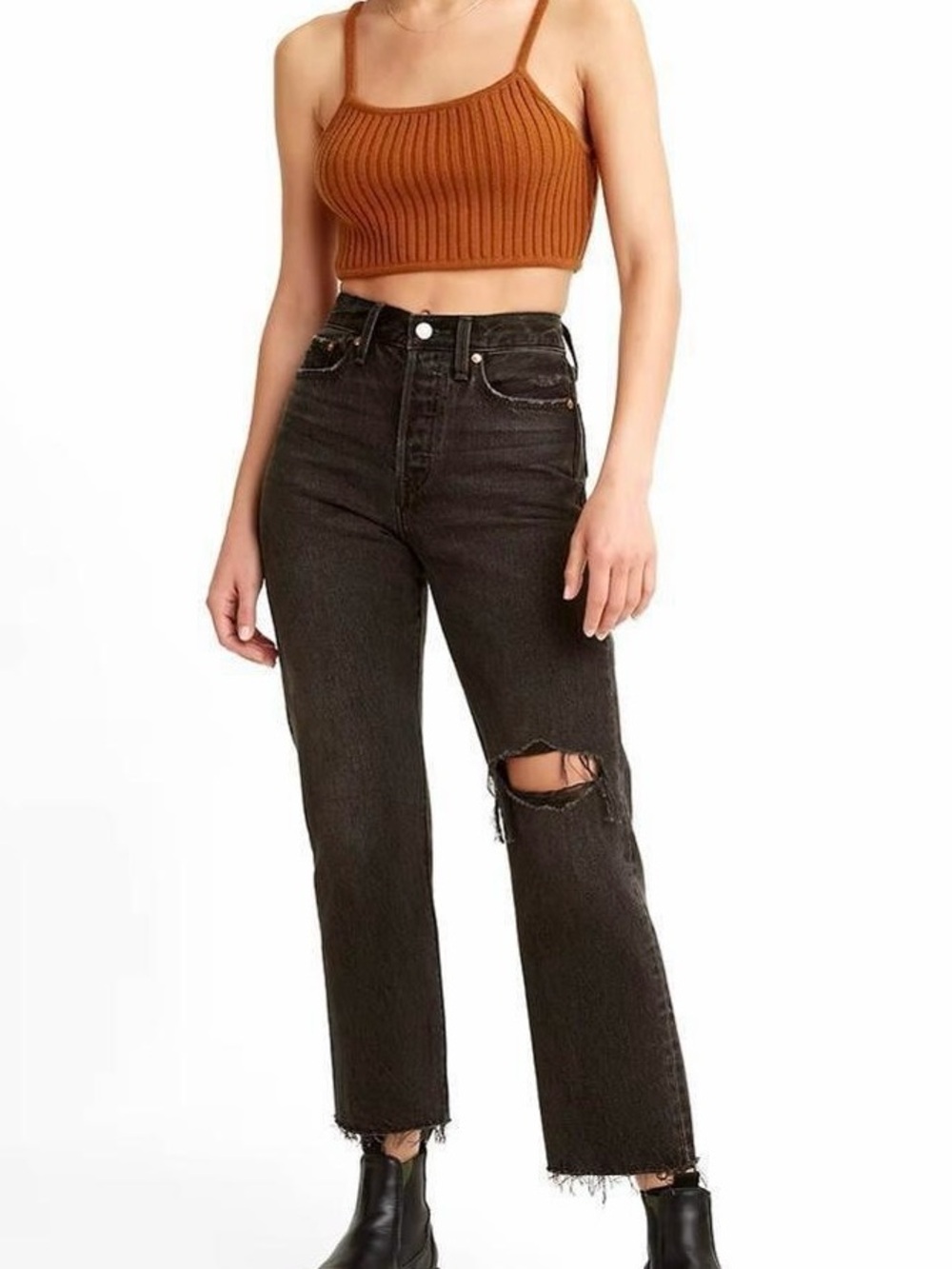 Levi's Women's Wedgie Straight Charcoal Straight-Leg Jeans